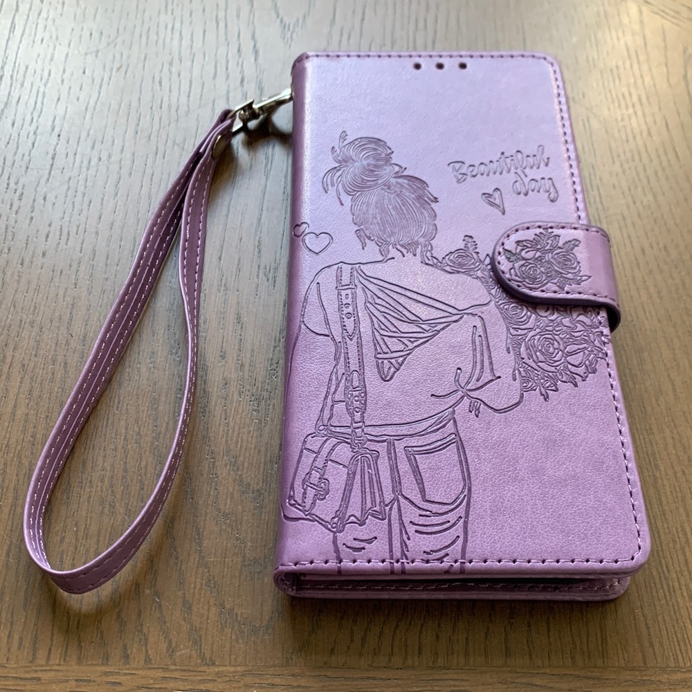 3/$15 NWOT Purple iPhone Wallet Case with Wrist Strap -fits iPhone 14 Pro Max - Picture 1 of 5